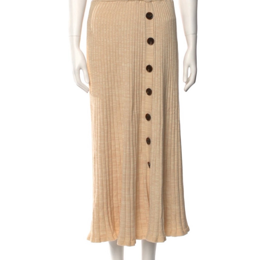 Anna Quan Beige Button-Down Skirt